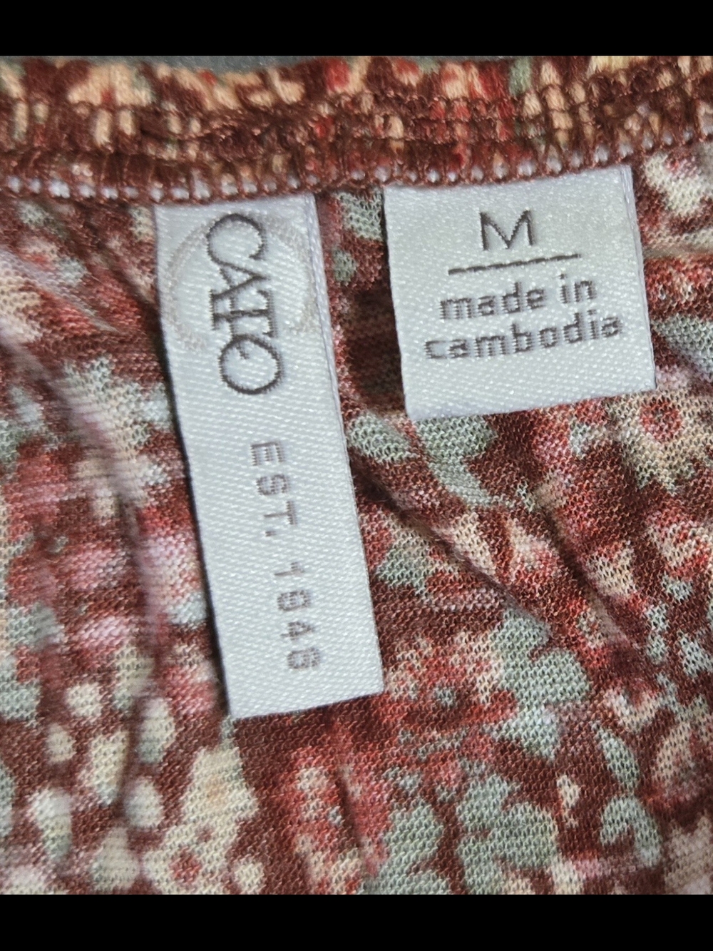 Cato Women's Floral Peasant Blouse Medium Red Burgundy Puff Sleeve Cottagecore - Picture 3 of 6